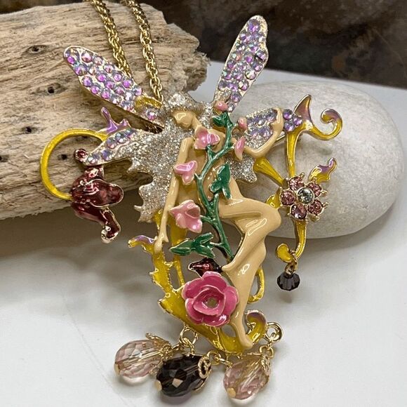 Kirks Folly Fairy of the Flowers Pendant/Pin Necklace - Picture 4 of 10